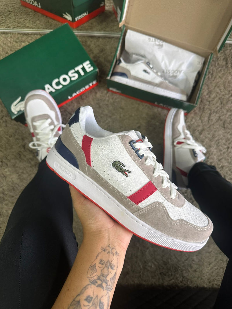 Tênis Lacoste T-Clip - Off White / Vermelho